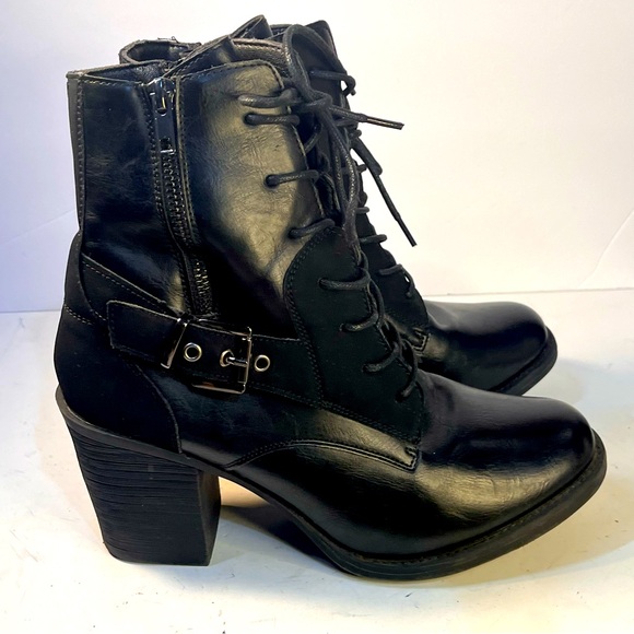 Pierre Dumas Shoes - Pierre Dumas Ravenna-19 Black Side Zipper Buckle Lace Up Ankle Boots Women